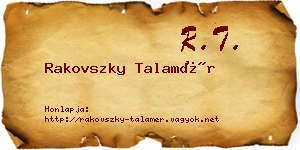 Rakovszky Talamér névjegykártya